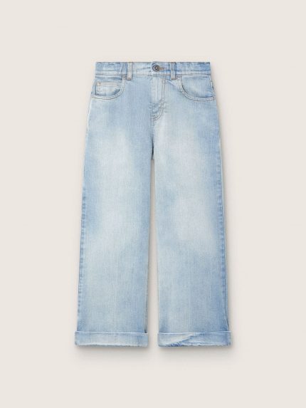 Golden girls' bootcut jeans in light blue denim with an embroidered logo