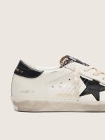 Women's Super-Star LTD in white leather with black star and pony skin details - Image 4