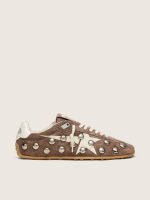 Women's Marathon Speed in anthracite-gray suede with white star and metal studs