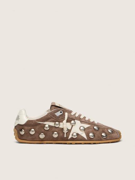 Women's Marathon Speed in anthracite-gray suede with white star and metal studs