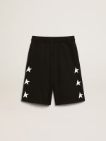 Boys' black Bermuda shorts with white stars