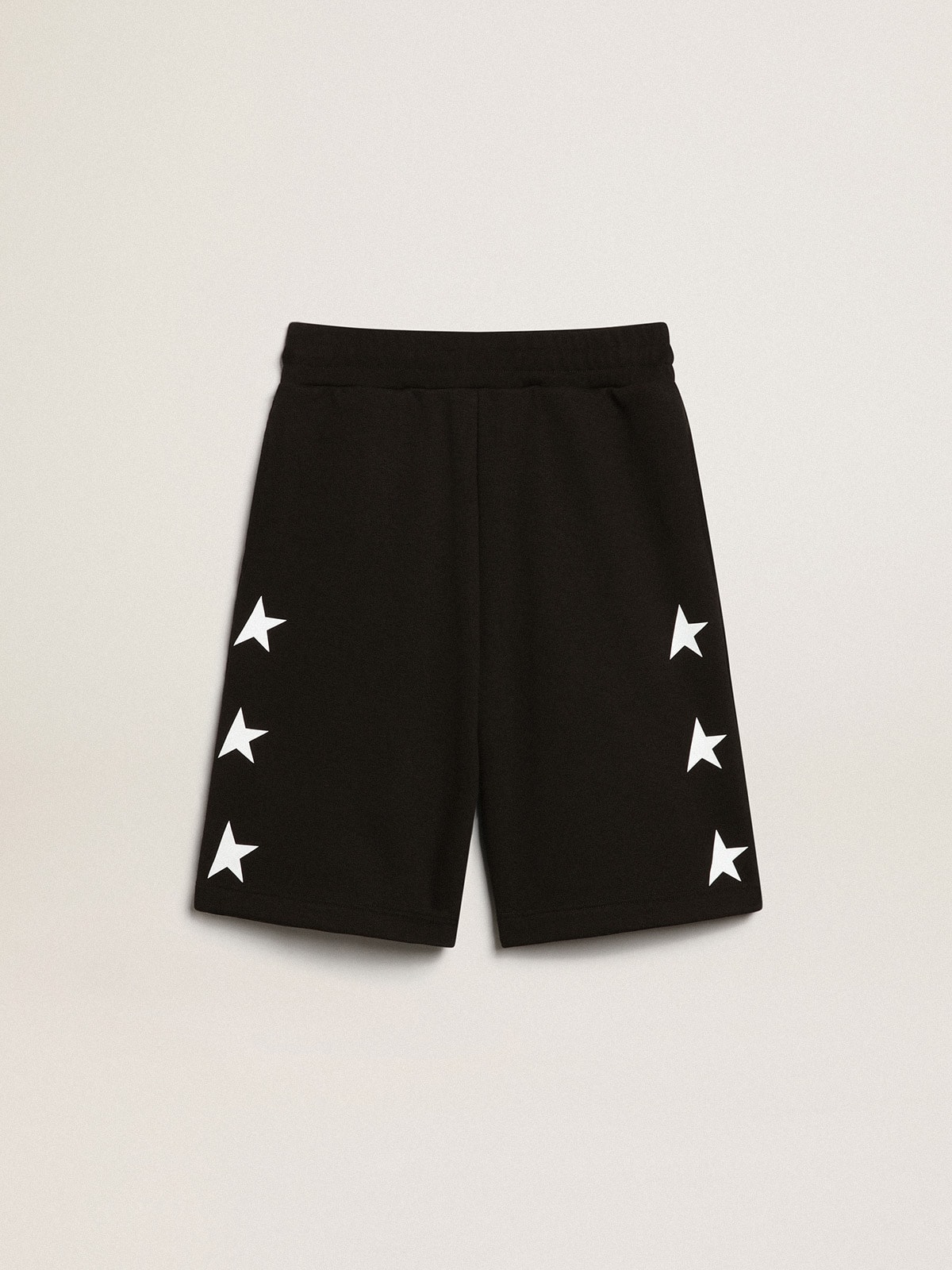 49ea14a6e2f051a7bc5be8b975f637cc741454fdccc0d4f2a7d68c7a4004c82f Boys' black Bermuda shorts with white stars - Image 1