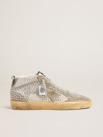 Women's Mid Star in white and dove-gray suede with Swarovski crystals
