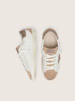 Junior Super-Star in white leather with dark gray suede star and beige suede inserts - Image 3