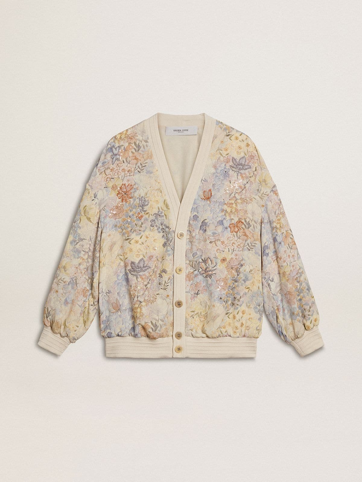 4a54fc75d98a6603be2eafb526364d2fbf61a44355bb3a902c47825d5dae3648 Women's cardigan with floral print and embroidery - Image 1