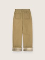 Kids' chino pants in beige cotton with check turn-ups - Image 2