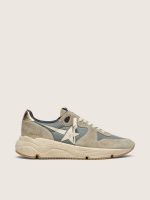 Running Sole in gray suede with white star and white heel tab