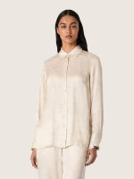 Women's shirt in ivory silk blend satin with print - Image 5