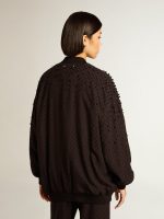 Women's black cardigan with shaded embroidery - Image 4