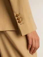 Women's double-breasted blazer in sand with gold heraldic buttons - Image 5