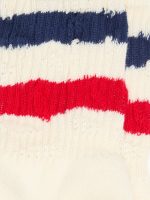 Socks in distressed-finish white cotton with red and navy stripes - Image 2