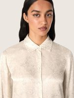 Women's shirt in ivory silk blend satin with print - Image 4