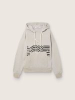 Unisex hooded sweatshirt in gray cotton with vintage flag print