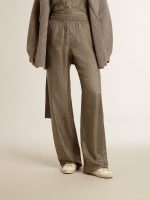 Women's green viscose-blend silk pants with floral pattern - Image 4