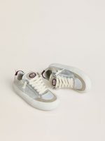 Women's Space-Star Cube in ice-gray and silver leather with burgundy heel tab - Image 2