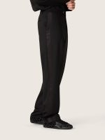Men's pants in black cool wool with satin side stripe - Image 5