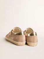 Woman's Super-Star in pale pink suede with suede star and platinum heel tab - Image 5