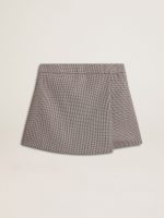 Women's gray mini shorts in houndstooth wool