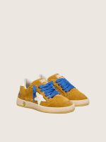 Young Ball Star in ocher suede with glossy white leather star and heel tab - Image 2