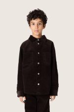 Kids' shirt in brown corduroy with white print - Image 5