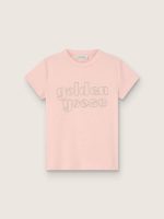 Girls' T-shirt in pink cotton jersey with logo and studs