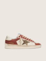 Men's Stardan in white and brick-red leather with olive-green laminated leather star