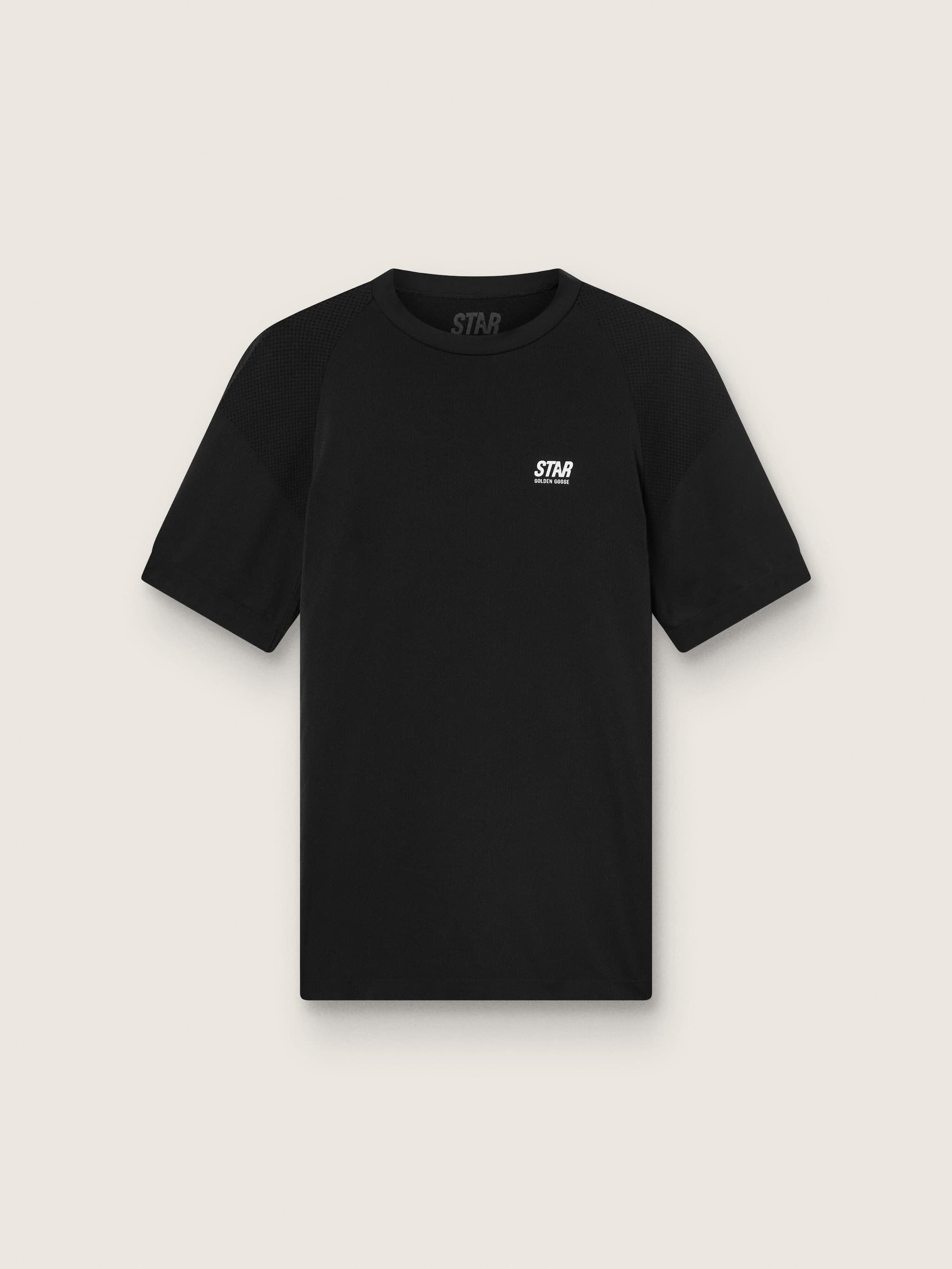 4d0438c01976f3794c72211df86af721e0df8e4db91237aa27a4611f36265462 Men's black sports T-shirt with print on the back - Image 1