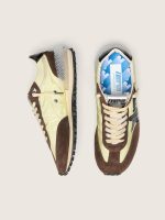 Men's Marathon in lime-green nylon with black star and brown suede inserts - Image 3