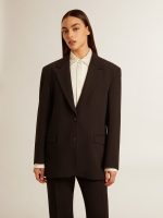 Women's dark blue wool-blend blazer jacket - Image 3