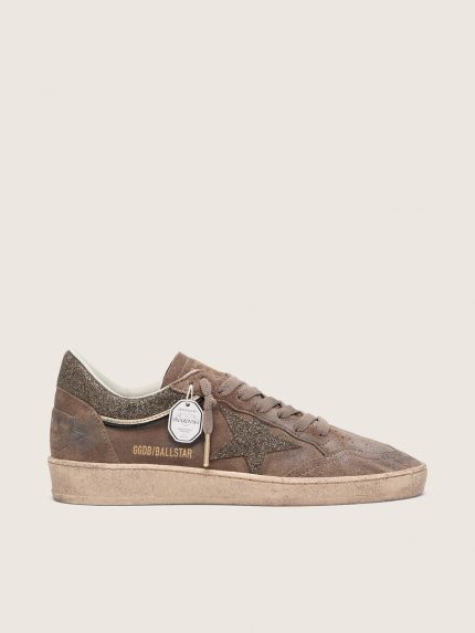 Women's Ball Star in brown suede with brown Swarovski star