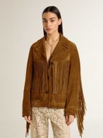 Women's tobacco-colored suede jacket women with fringes - Image 2