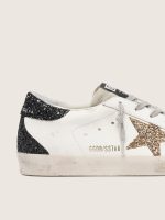 Women's Super-Star in nappa leather with gold glitter star and black glitter heel tab - Image 4