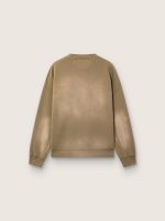 Unisex sweatshirt in military-green bleached-look cotton with embroidered logo - Image 2