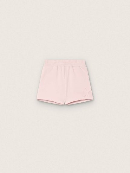 Star girls' shorts in pink cotton with patch and logo