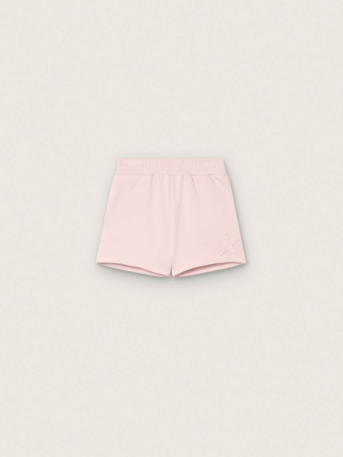 4f41227c8525352328bc996d28f43c772a670f528aefa89b231b26cedf8b0e9f Star girls' shorts in pink cotton with patch and logo - Image 1