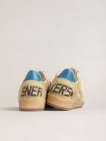 Men's Ball Star in beige suede with coral leather star and blue nappa heel tab - Image 4