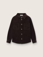 Kids' shirt in brown corduroy with white print