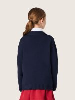 Kids' cardigan in blue cotton with embroidered logo - Image 6