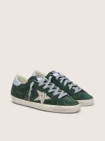 Women's Super-Star in green suede, silver glitter star and leather heel tab - Image 2