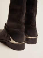 Women's black leather boots with clamp on the heel - Image 5