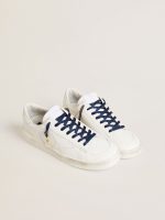 Blue cotton laces with contrasting gold-colored logo - Image 3