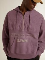Unisex mauve cotton sweatshirt with print on the front - Image 5