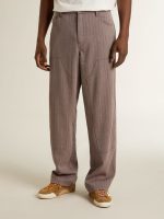 Men's wool blend pants in light brown micro chevron - Image 2