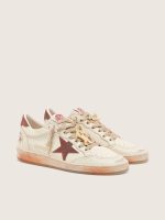 Women's Ball Star in white leather with rust leather star and heel tab - Image 2