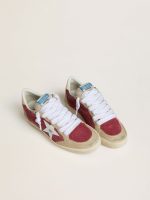 Women's Ball Star in red suede with white crackle suede star and platinum leather heel tab - Image 2