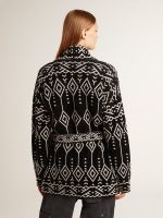 Women's black cardigan with belt and crystals - Image 4
