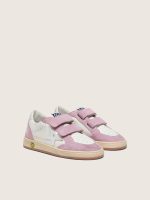 Junior Ball Star in white leather with metallic silver leather star and lilac suede inserts - Image 2