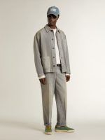 Men's gray denim jacket with studs - Image 3