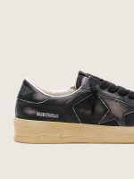Men's Stardan in black leather with black leather star and heel tab - Image 5
