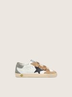Junior Old School with black leather star and beige and green suede inserts